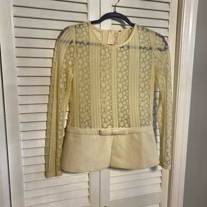Gracia sheer peplum top medium long sleeve ivory